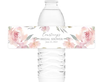 Blush Floral Water Bottle Labels Printed Water Bottle Labels Waterproof Water Bottle Labels