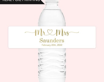 Wedding Water Bottle Labels, Foil Wedding Water Bottle Labels, Personalized Wedding Water Bottle Label, Wedding Welcome Bag Water Labels