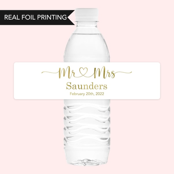 Wedding Water Bottle Labels, Foil Wedding Water Bottle Labels, Personalized Wedding Water Bottle Label, Wedding Welcome Bag Water Labels