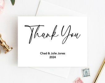 Script Personalized Thank You Cards, Personalized Wedding Thank You Cards, Custom Thank You Cards, Minimal Wedding Thank You Cards