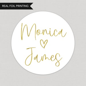 Heart Names Foil Favor Stickers Personalized Foil Stickers Custom Foil Stickers Printed and Shipped Stickers Foil Favor Stickers