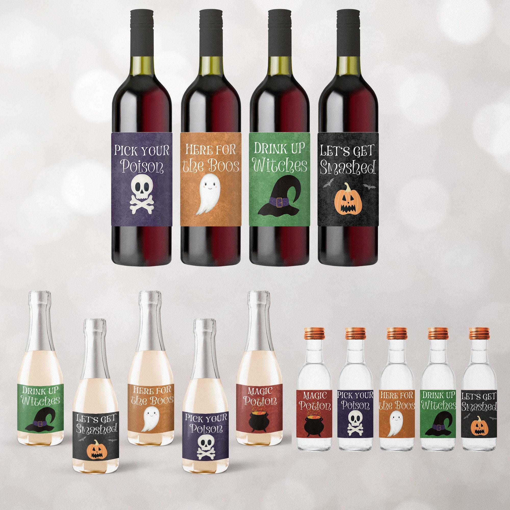 Halloween Liquor Bottle Label Set, Halloween Wine Labels, Halloween ...