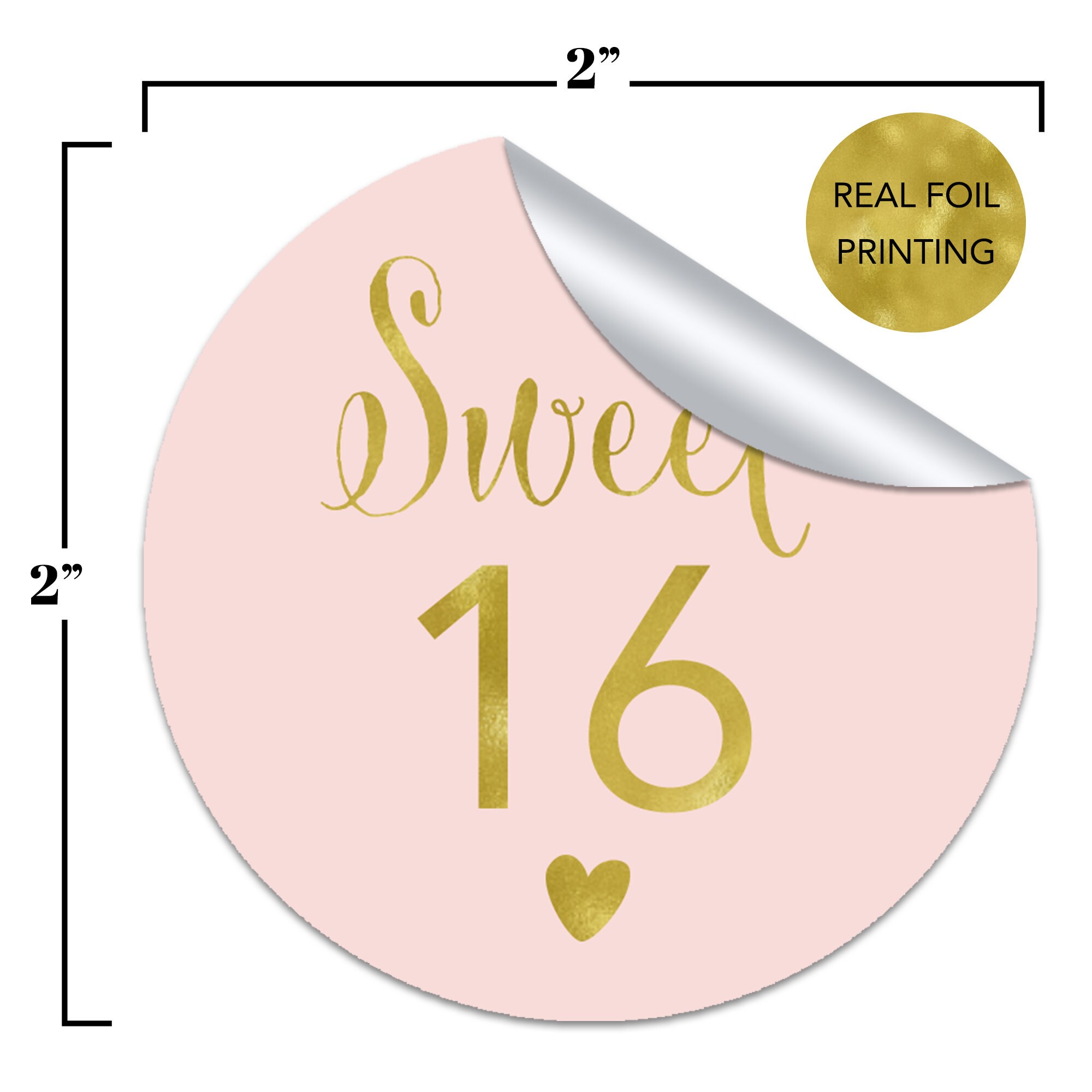 Sweet 16 Birthday Party Stickers Gold Pink Sweet 16 Party Etsy
