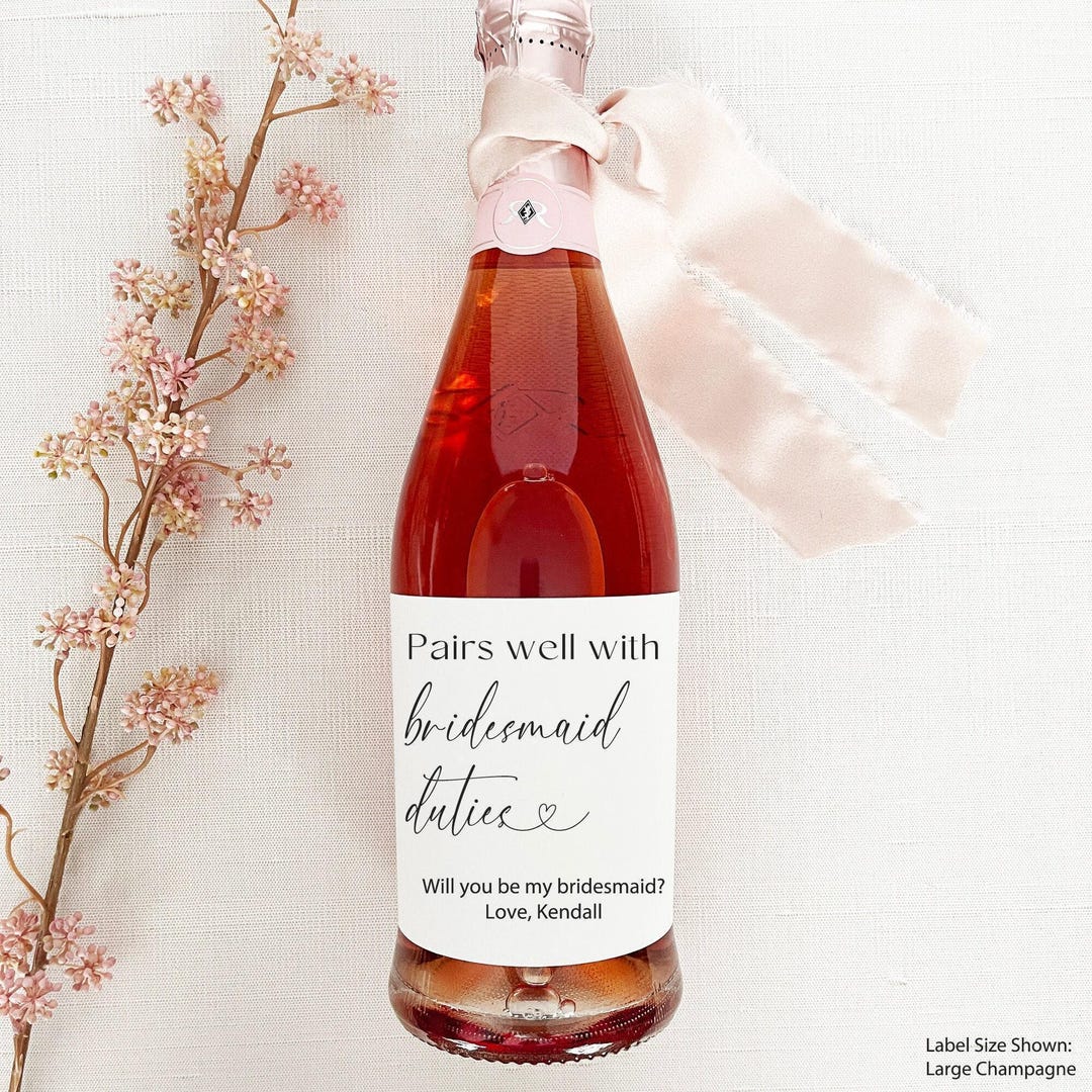 Pairs Well With Bridesmaid Duties Wine Bottle Label, Bridesmaid ...