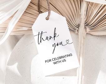 Thank You Wedding Tags: Minimal Script Design (Set of 54)