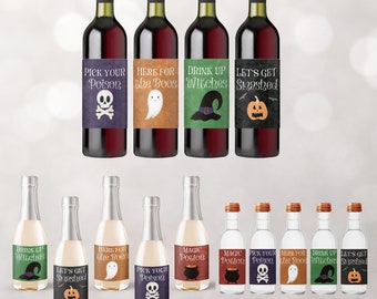 Halloween Liquor Bottle Label Set Halloween Wine Labels Halloween Champagne Labels Halloween Party Alcohol Labels Halloween Shot Labels