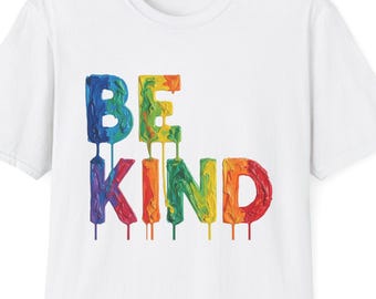 Be Kind" Rainbow Drip Long Sleeve Shirt | Women's Colorful Kindness Graphic Tee