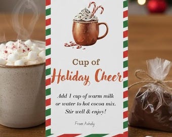 Hot Cocoa Christmas Gift Tags Printable, Hot Chocolate Mix Christmas Treat Tag, Hot Chocolate Favors Tag, Cocoa Bag Tag, EDITABLE Teacher