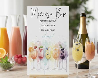 Mimosa Bar Sign Printable Modern Champagne Brunch Mother’s Day drink menu