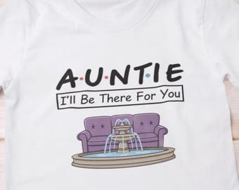 Aunt To Be Shirt Friends Theme Pregnancy Announcement New Baby Reveal White Auntie Tee