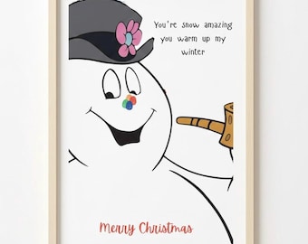 Christmas Handprint Art Printable | Snowman Footprint Keepsake for Kids and Toddlers