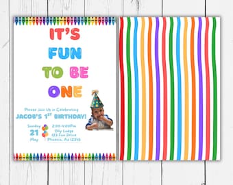 Fun To Be One First Birthday Invitation, Editable Template primary color