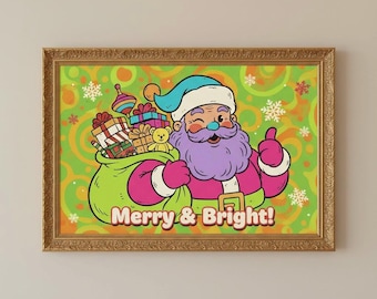 Trendy Christmas Wall Art Maximalist Holiday Prints, Colorful Christmas Prints, Retro Christmas Printable, Retro Santa Art, funky Christmas