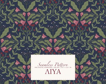 Naadloos geometrisch bloempatroon, blush roze en saliegroene weide, cottagecore-stofprint, digitaal papier