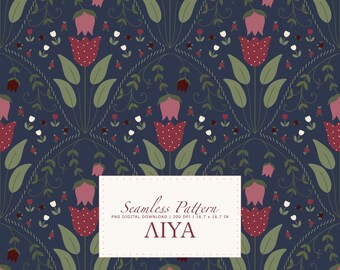 Naadloos bloemenpatroon tulp, ditsy geometrisch, cottagecore-bloemen, vintage print op stof, digitaal papier