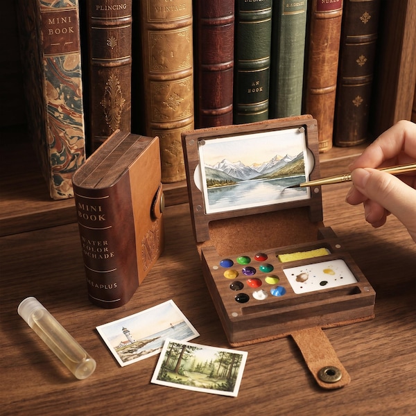 Birthday Custom Mini Pocket Book Paint Box,Vintage Dictionary Paint Box,Portable Watercolor Travel Kit,Palette,Creative Painting Gifts