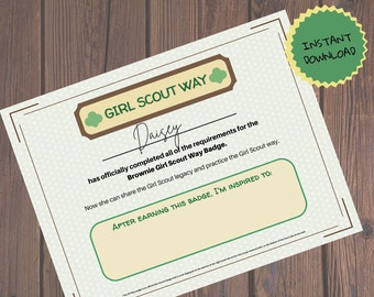 Certificato Brownie Girl Scout Way