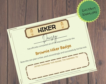 Certificato distintivo dell'escursionista Brownie