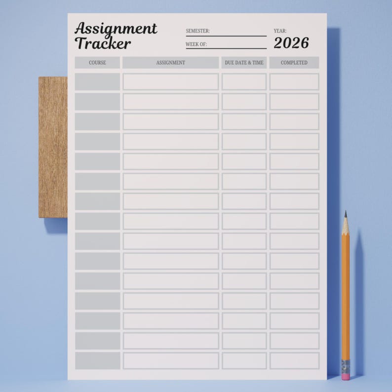 Assignment Tracker: Printable College Assignment Planner (digital ...