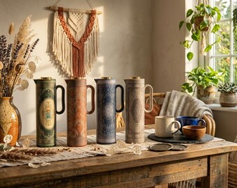 1 l Isolierflasche mit traditionellem Kunstdesign • Glasinnenraum • Warm- und Kaltthermosses