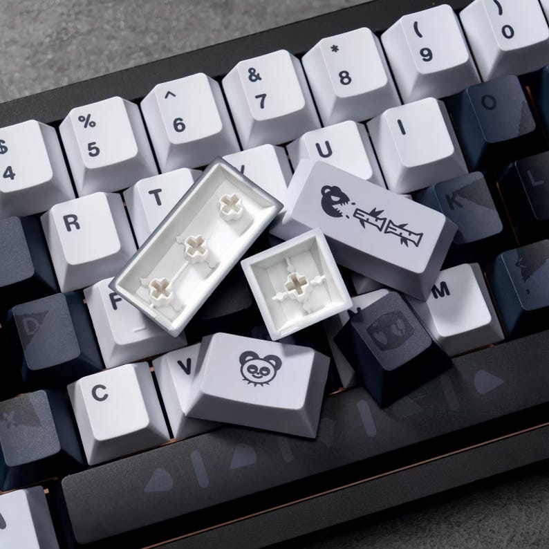 Angry Panda Keycap Set | Black & White Pop Theme | 132 Keys PBT Cherry ...
