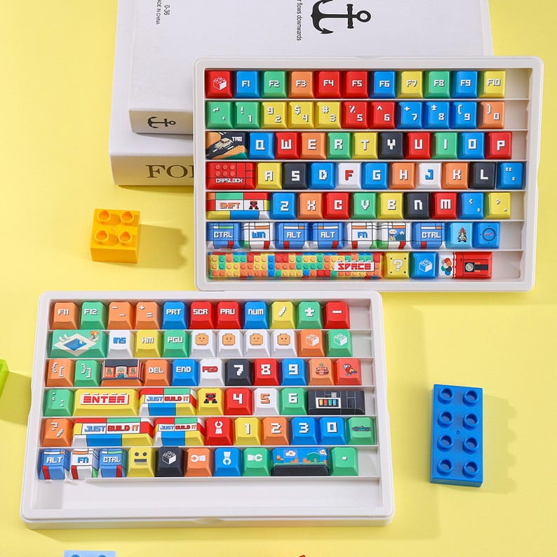 Building Blocks Keycap Set | Colorful Retro Gaming & Pixel Art Style ...