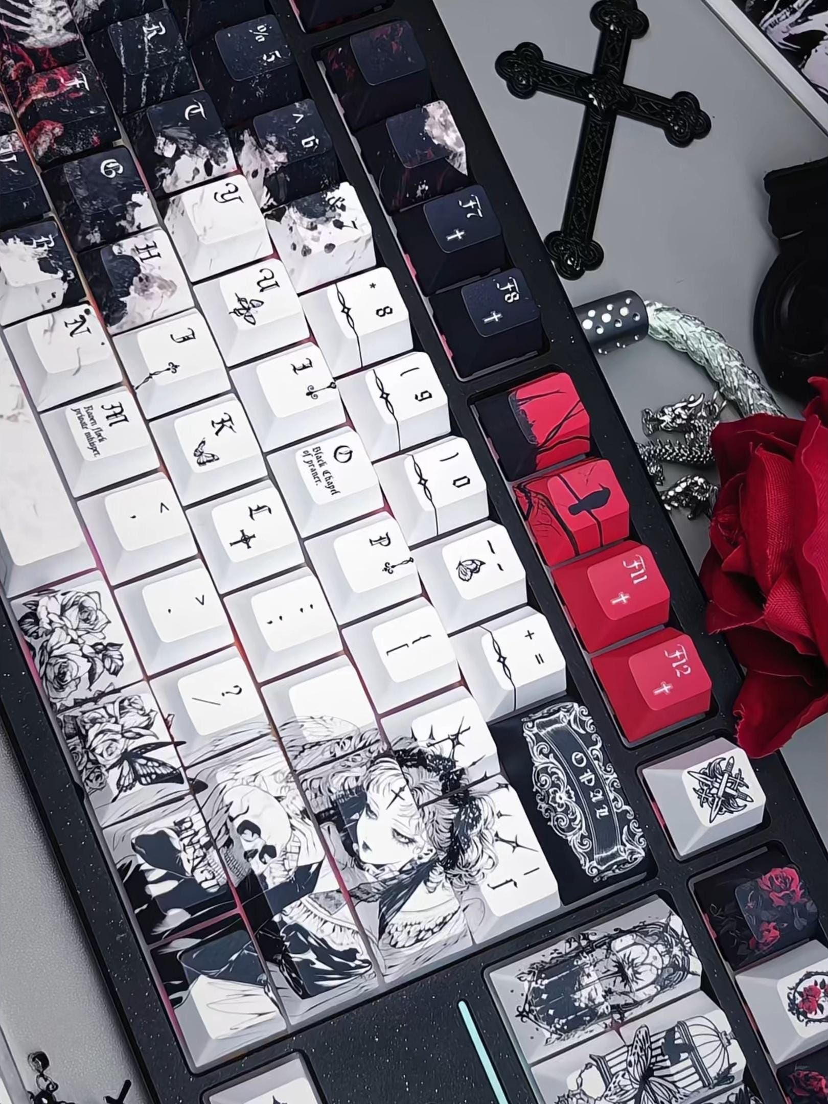 Goth Key Cap Set Gothic Fragment Keycap Set | Memento Mori Inspired | 124 Keys PBT ...