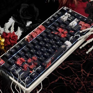 Tokyo Ghoul Kaneki Ken Keycap Set | One-Eyed Ghoul Vibes | 129 Keys PBT Cherry Profile | Front + Side-Printed | Backlit Ready