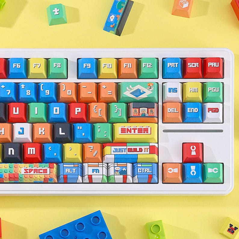 Building Blocks Keycap Set | Colorful Retro Gaming & Pixel Art Style ...