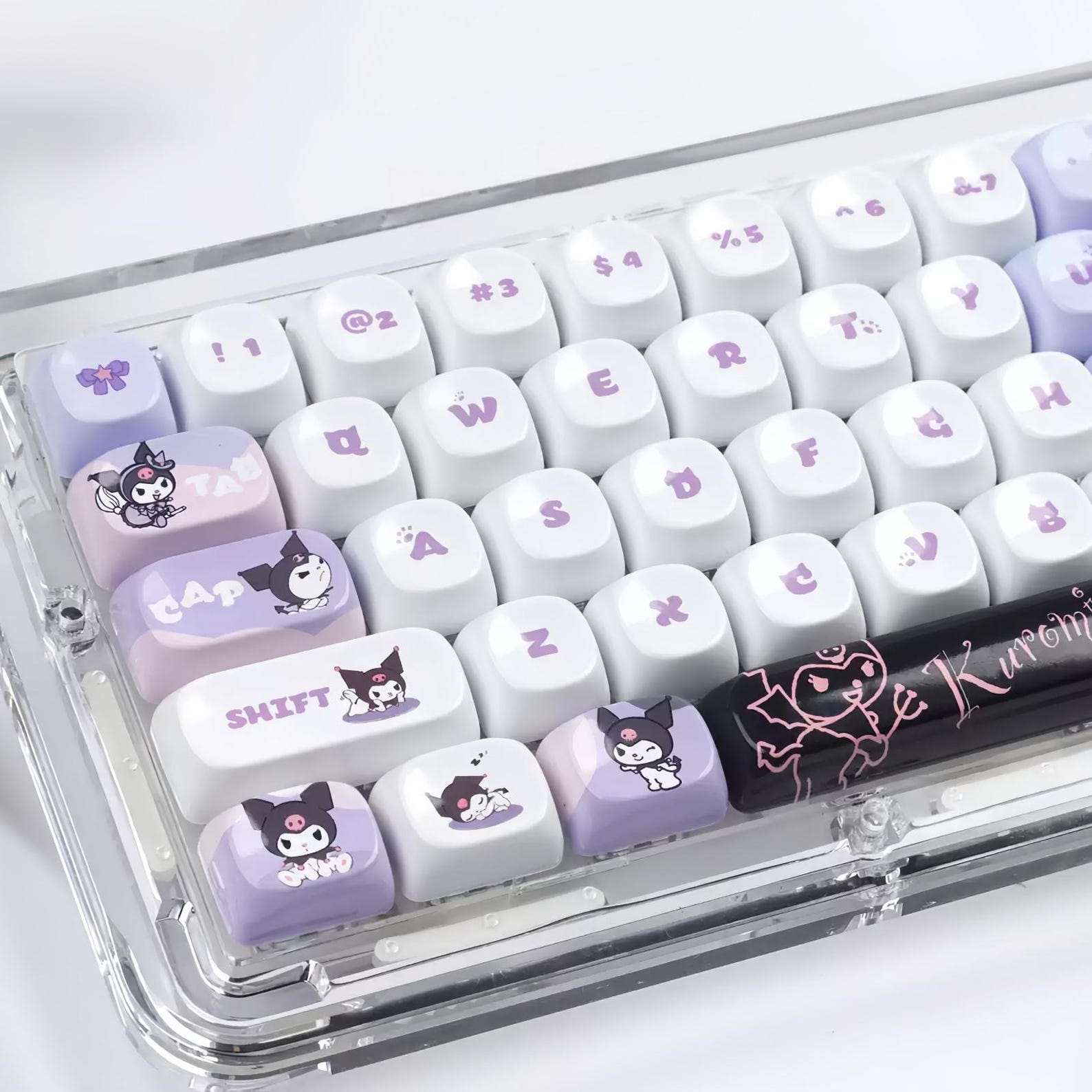 Kuromi Ceramic-feel Keycap Set | Glazed Piano Gloss PBT | MOA Profile ...