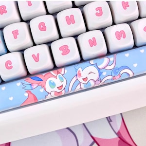 Sylveon Inspired Keycap Set | Fairy Pokémon Style Keyboard Keycaps | Eevee-Inspired Aesthetic | 133 Keys PBT MOA Profile image 7