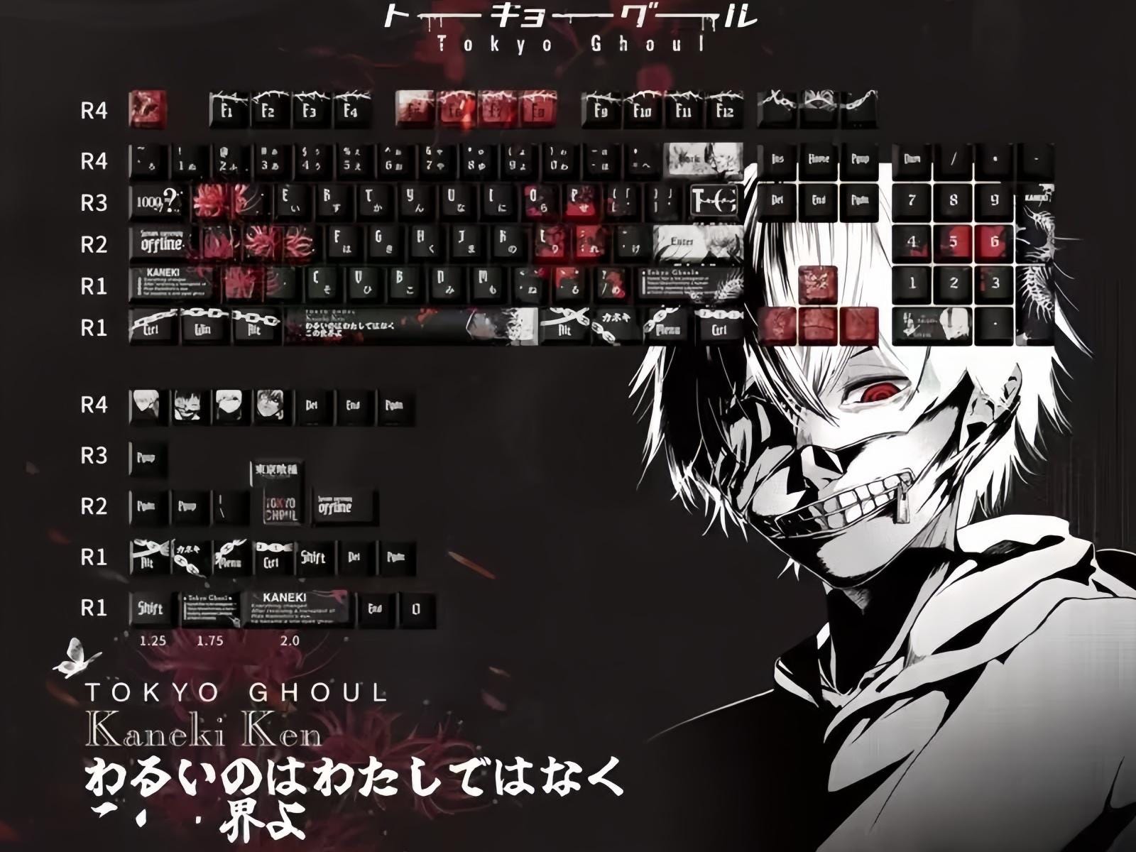 Tokyo Ghoul Kaneki Ken Keycap Set | One-eyed Ghoul Vibes | 129