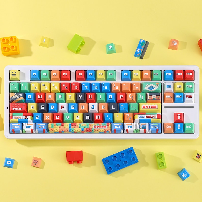 Building Blocks Keycap Set | Colorful Retro Gaming & Pixel Art Style ...