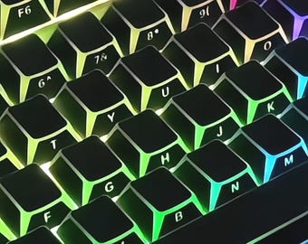 Teclas Black Refraction, diseño angular artístico, perfil PBT Cherry de doble inyección, 137 teclas, impresión lateral, retroiluminación