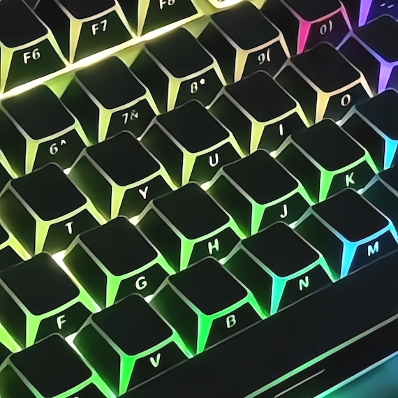 Black Refraction Keycap Set | Artistic Angular Design | PBT Double-Shot Cherry Profile 137 Keys | Side-Printed | Backlit Ready
