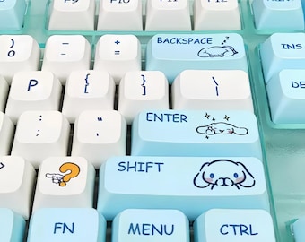 Cinnamoroll XDA keycap-set | 129 toetsen PBT | Leuk pastelthema | Aangepaste mechanische toetsenbordtoetsen