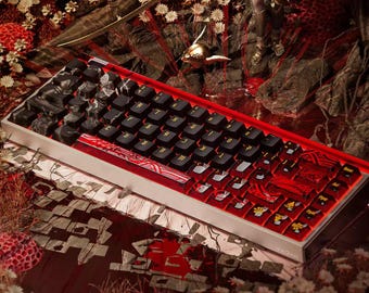 Juego de teclas Malenia / Inspirado en Fallen Demigod / Perfil Cherry PBT+PC / Diseño estilo hoja / Teclas translúcidas para teclado mecánico