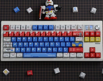 Op Gundam geïnspireerde Mecha Keycap-set | PBT-kersenprofiel met 126 toetsen | Gedurfde robotstijl