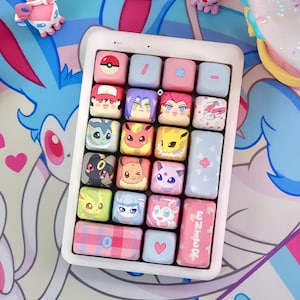 Sylveon Inspired Keycap Set | Fairy Pokémon Style Keyboard Keycaps | Eevee-Inspired Aesthetic | 133 Keys PBT MOA Profile image 6