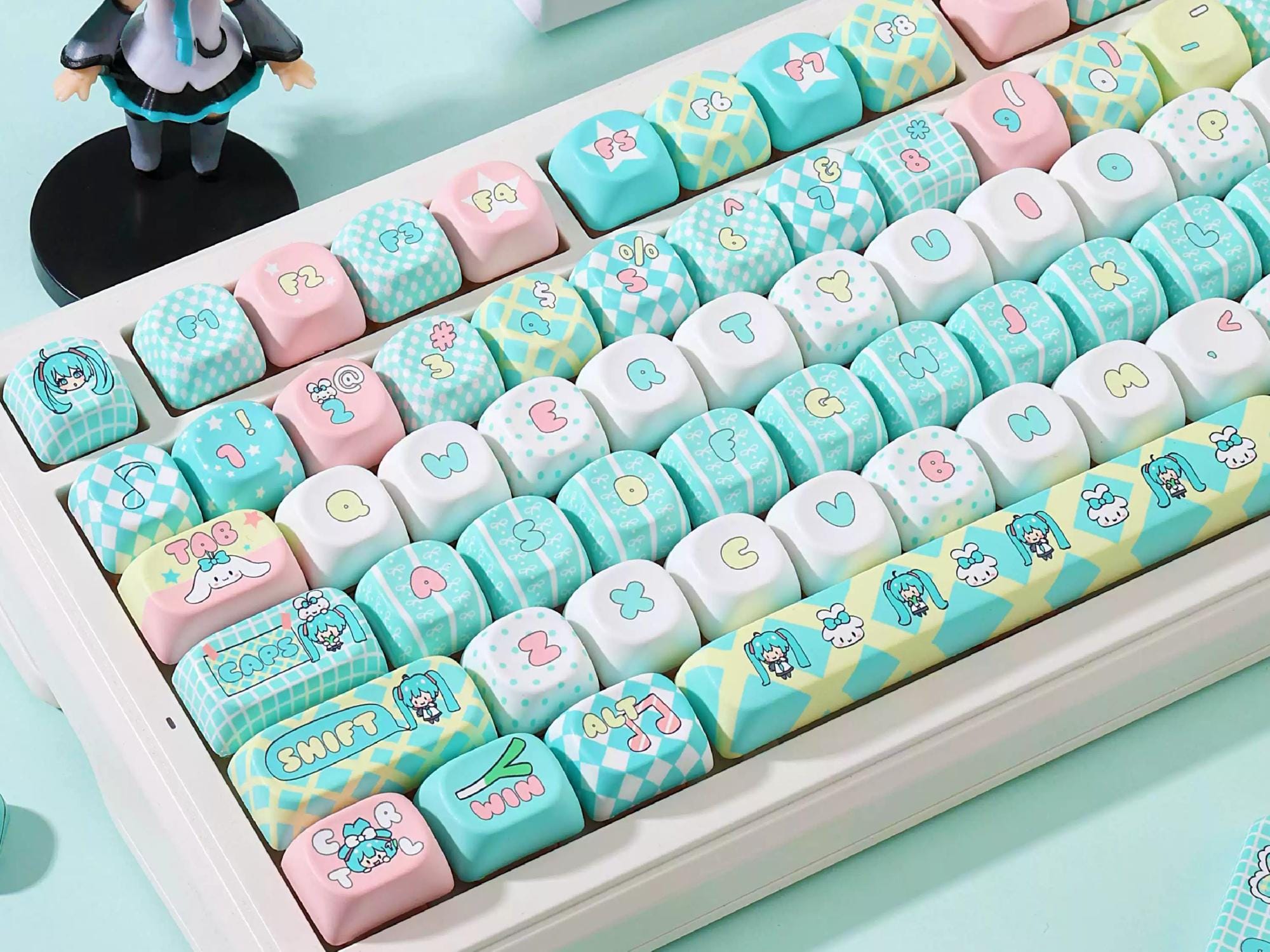 Miku Keys Hatsune Miku Inspired Keycap Set | Chibi Anime Keyboard Keycaps | 125 ...