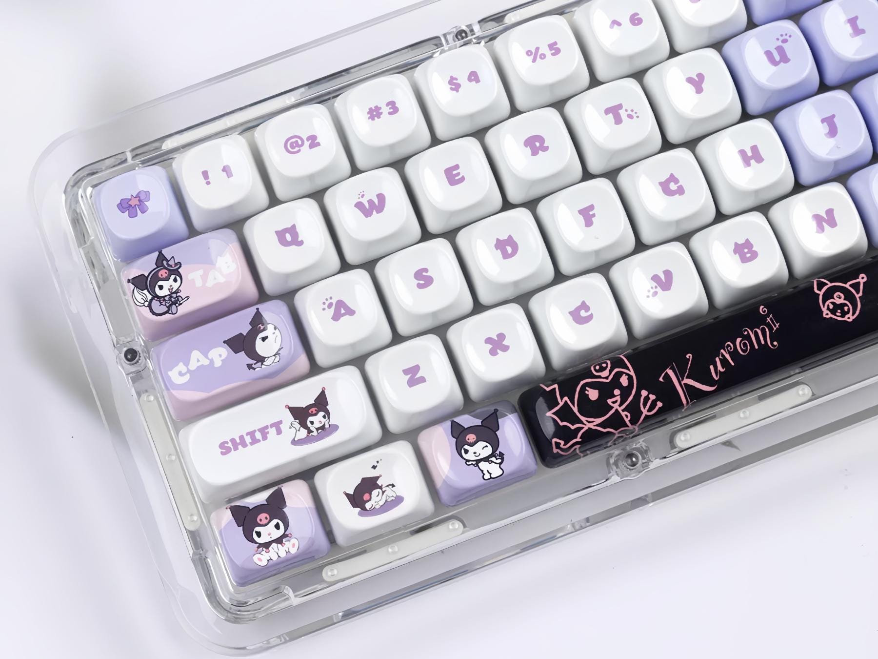 Kuromi Ceramic-feel Keycap Set | Glazed Piano Gloss PBT | MOA Profile ...
