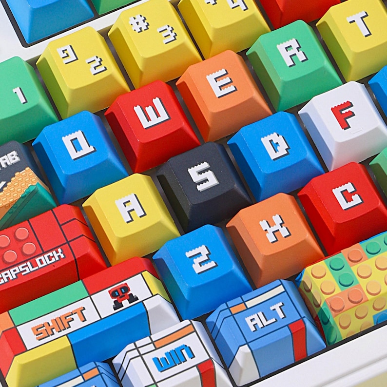 Building Blocks Keycap Set | Colorful Retro Gaming & Pixel Art Style ...