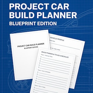 Projekt Build-Planer | Mod Checkliste & Teiletracker | Printable Auto Organizer (Blueprint Edition)