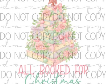 All booked for Christmas png, watercolors, books, reading (Digital File)
