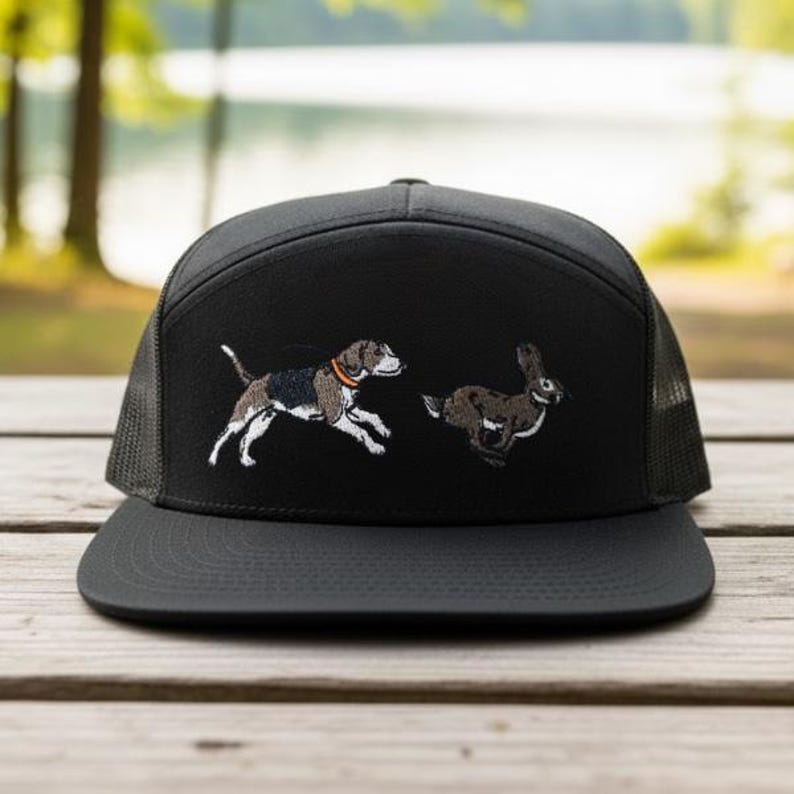 Embroidered Camo Trucker Hat: Dog & Rabbit Hunting Design - Etsy