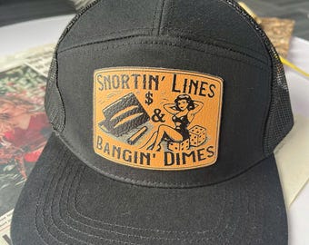 Camo Snortin Lines and Bangin Dimes Trucker Hat, 3D Embroidered Outdoor Cap