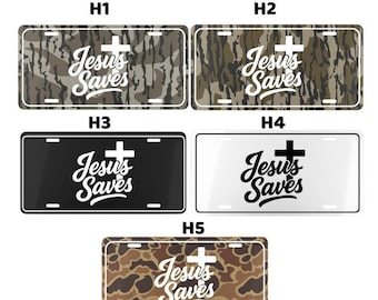 Vintage Jesus Saves Camo Aluminum License Plate - Hunting Vanity Tag