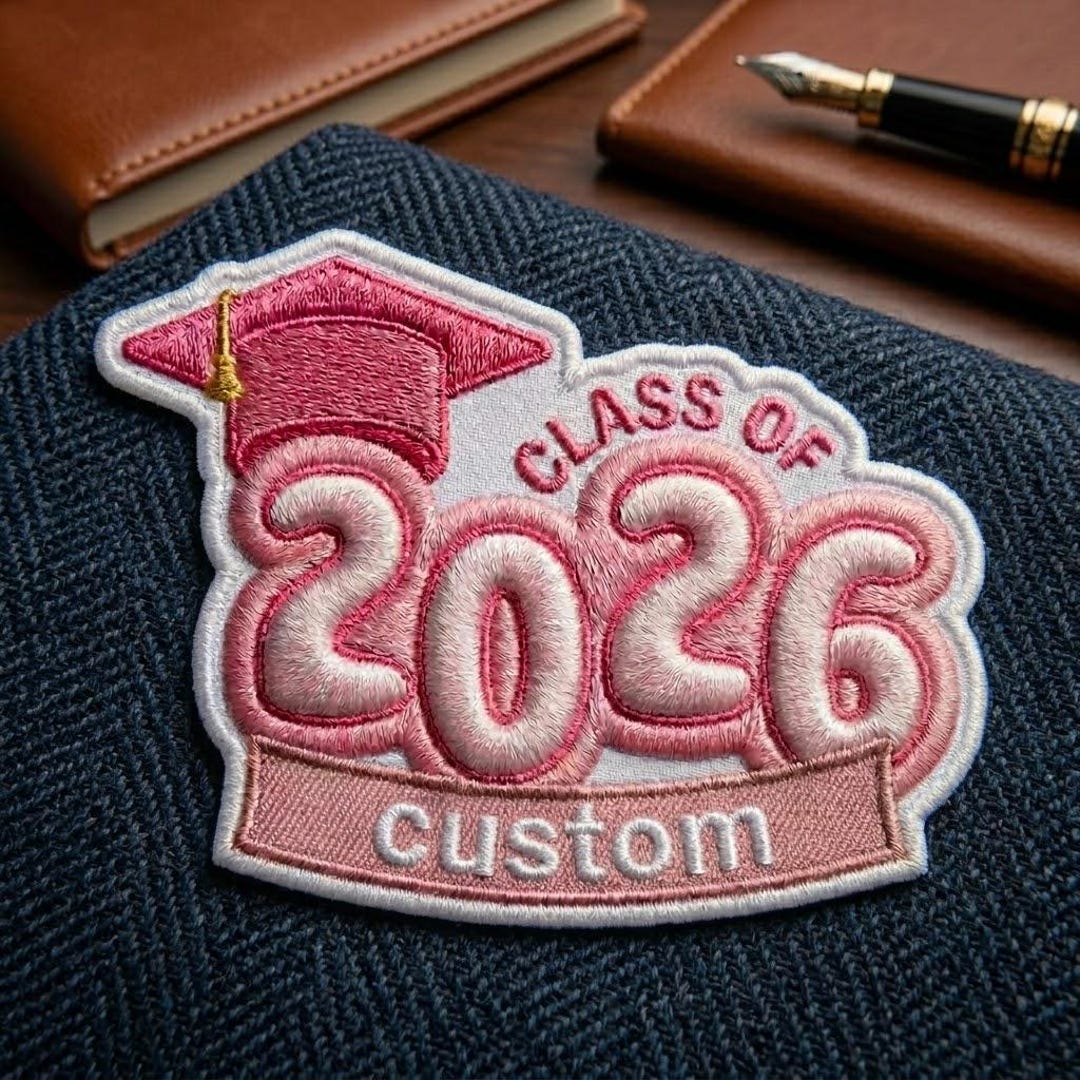 Ase Gradution Patch Class of 2026 Embroidered Patch Custom Graduation Patch Pink Iron on ...