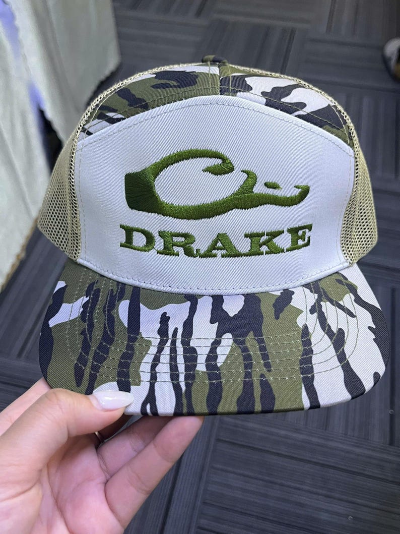 Drake Waterfowl Camo Trucker Hat, Duck Hunting Cap, Embroidered Mesh Back Hat, Outdoor Apparel for Men 1