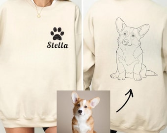 Custom Dog Portrait Embroidered Sweatshirt, Pet Memorial Gift